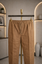 Brown Linen Drawstring Trouser Pant by French Cuff