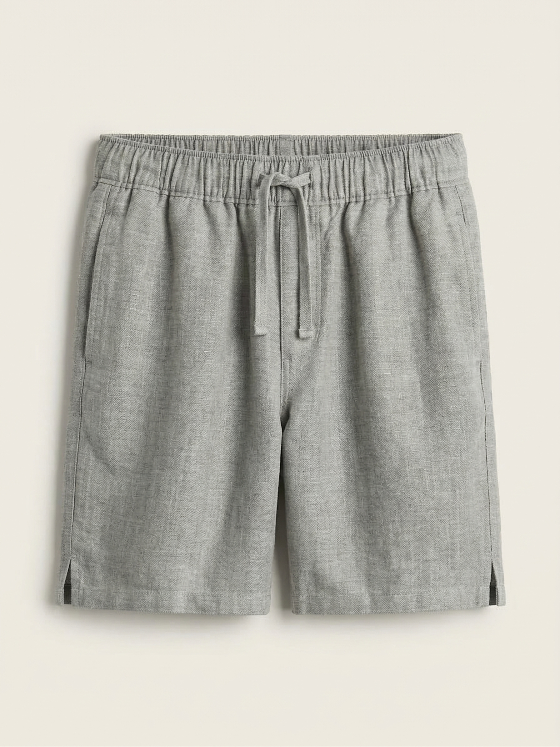 Light Grey Linen Drawstring Shorts by French Cuff