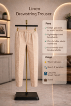 Khaki Linen Drawstring Trouser Pant by French Cuff