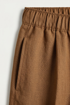 Brown Linen Drawstring Shorts by French Cuff