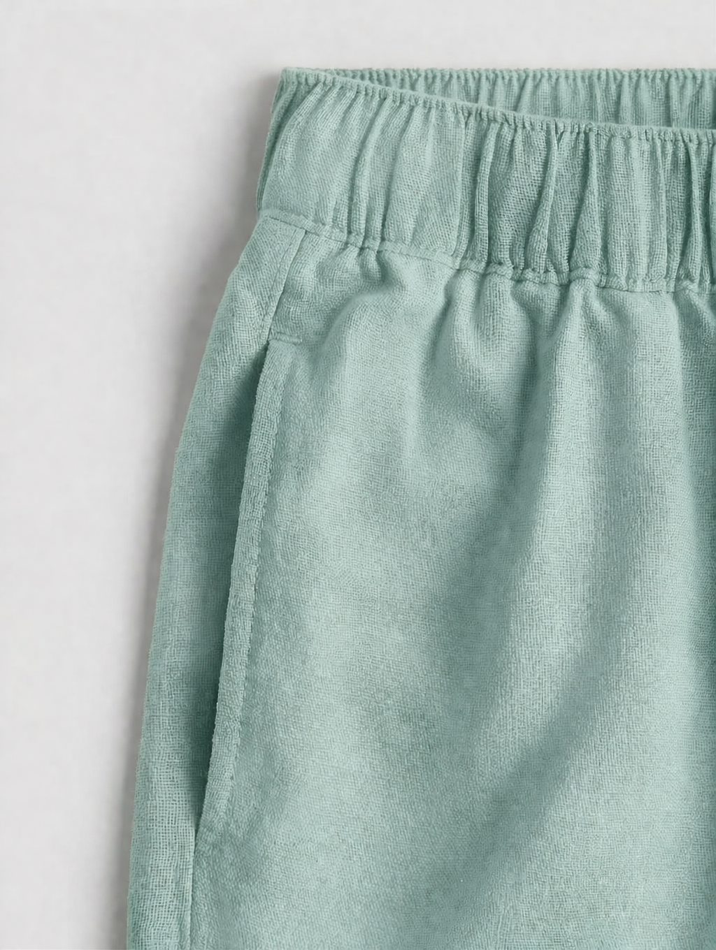 Minty Green Linen Drawstring Shorts by French Cuff