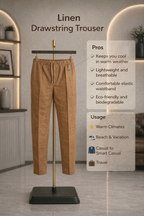 Brown Linen Drawstring Trouser Pant by French Cuff