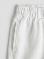 White Linen Drawstring Shorts by French Cuff