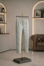 Light Grey Linen Drawstring Trouser Pant by French Cuff