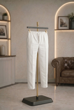 White Linen Drawstring Trouser Pant by French Cuff