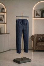 Navy Blue Linen Drawstring Trouser Pant by French Cuff