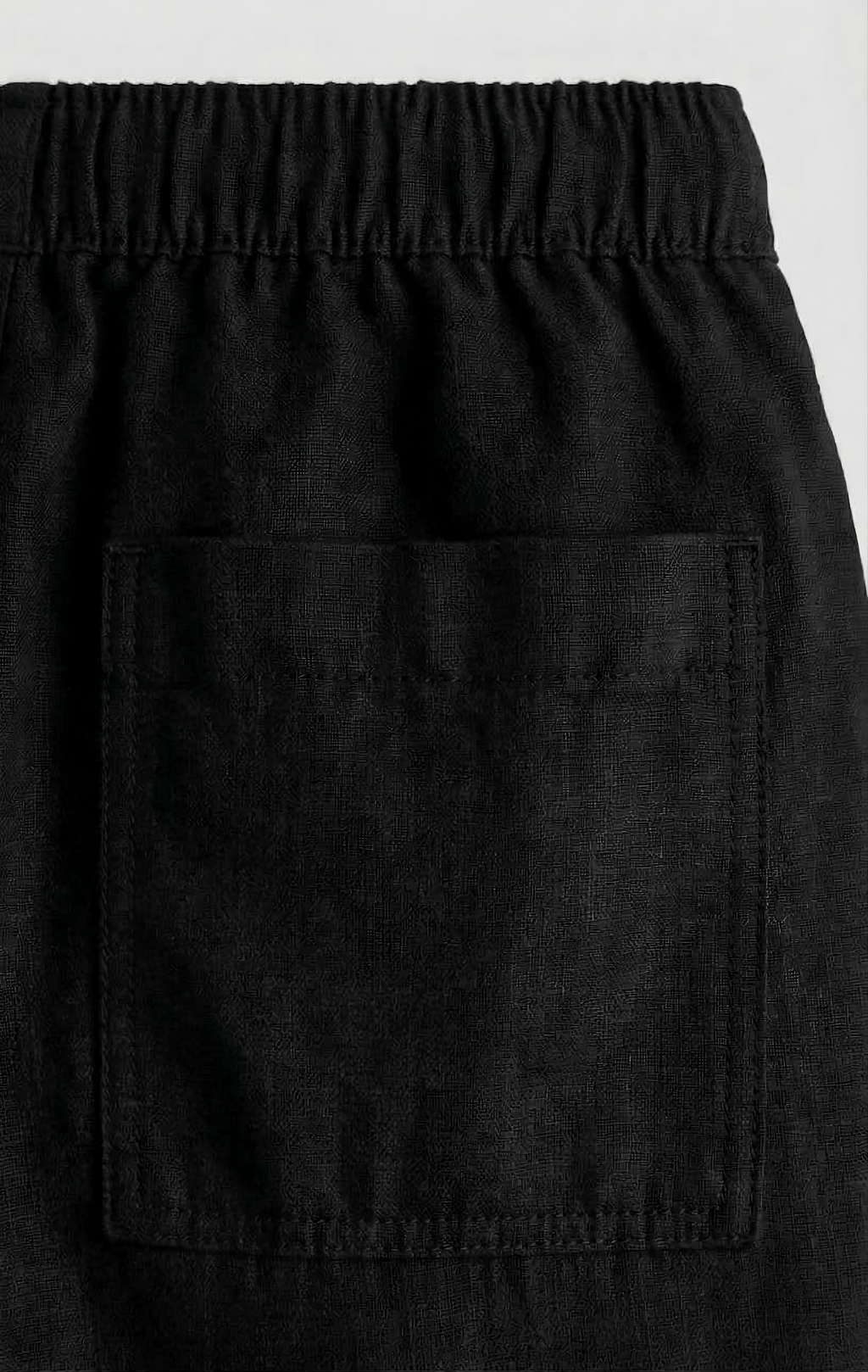 Black Linen Drawstring Shorts by French Cuff