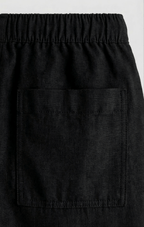 Black Linen Drawstring Shorts by French Cuff