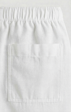 White Linen Drawstring Shorts by French Cuff