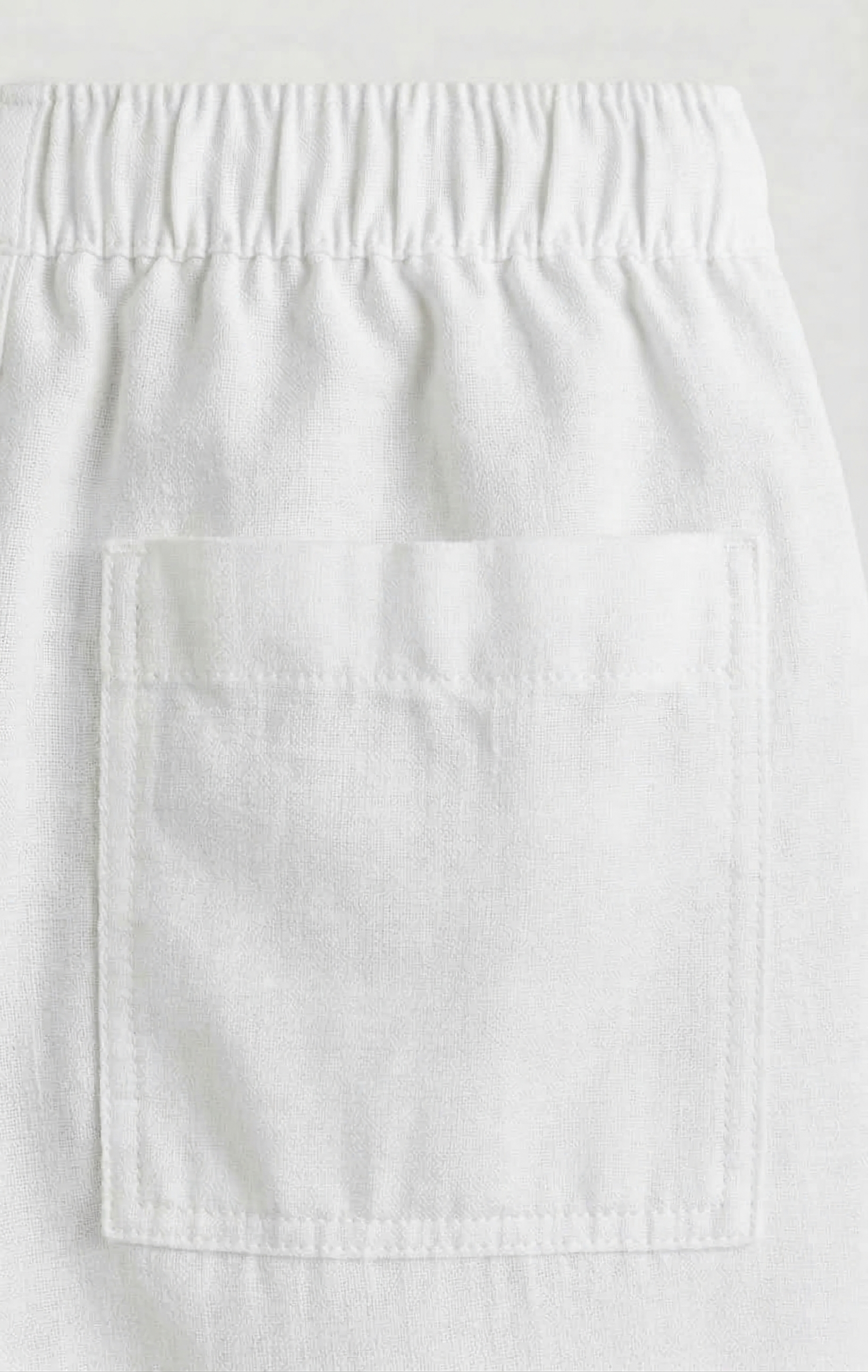 White Linen Drawstring Shorts by French Cuff
