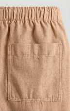 Khaki Linen Drawstring Shorts by French Cuff