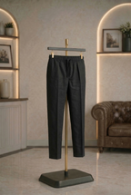 Black Linen Drawstring Trouser Pant by French Cuff