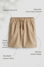 Khaki Linen Drawstring Shorts by French Cuff