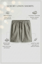 Light Grey Linen Drawstring Shorts by French Cuff