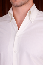 Men’s White One Piece Collar Shirt – Tailored Button Down with French Cuffs
