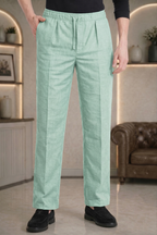Minty Green Linen Drawstring Trouser Pant by French Cuff