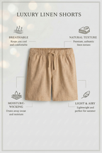 Khaki Linen Drawstring Shorts by French Cuff