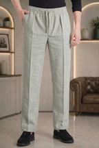 Light Grey Linen Drawstring Trouser Pant by French Cuff