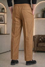 Brown Linen Drawstring Trouser Pant by French Cuff