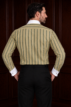 Men’s Antique sage stripe Contrast Shirt – Tailored Button Down with French Cuffs
