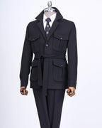 French Cuff Men's Black Cashmere 4-Pocket Jacket