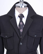 French Cuff Men's Black Cashmere 4-Pocket Jacket
