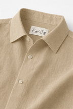 Half Sleeve Men's 100% Belgium Linen Khaki Shirt | Summer Special
