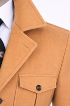 French Cuff Men's Camel Cashmere 4-Pocket Jacket