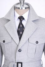 French Cuff Men's Ash Grey Cashmere 4-Pocket Jacket