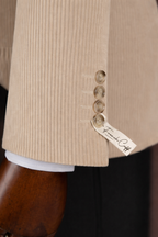 French Cuff Men's Corduroy Beige Double Breasted  Blazer