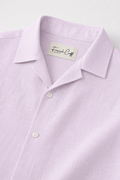 Cuban Collar Half Sleeve Men's 100% Belgium Linen Lavender Shirt | Summer Special