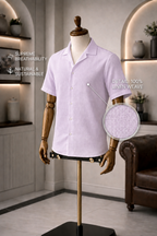 Cuban Collar Half Sleeve Men's 100% Belgium Linen Lavender Shirt | Summer Special