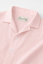 Cuban Collar Half Sleeve Men's 100% Belgium Linen Pink Shirt | Summer Special