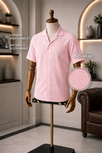 Cuban Collar Half Sleeve Men's 100% Belgium Linen Pink Shirt | Summer Special