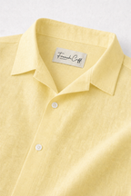 Cuban Collar Half Sleeve Men's 100% Belgium Linen Buttery Yellow Shirt | Summer Special
