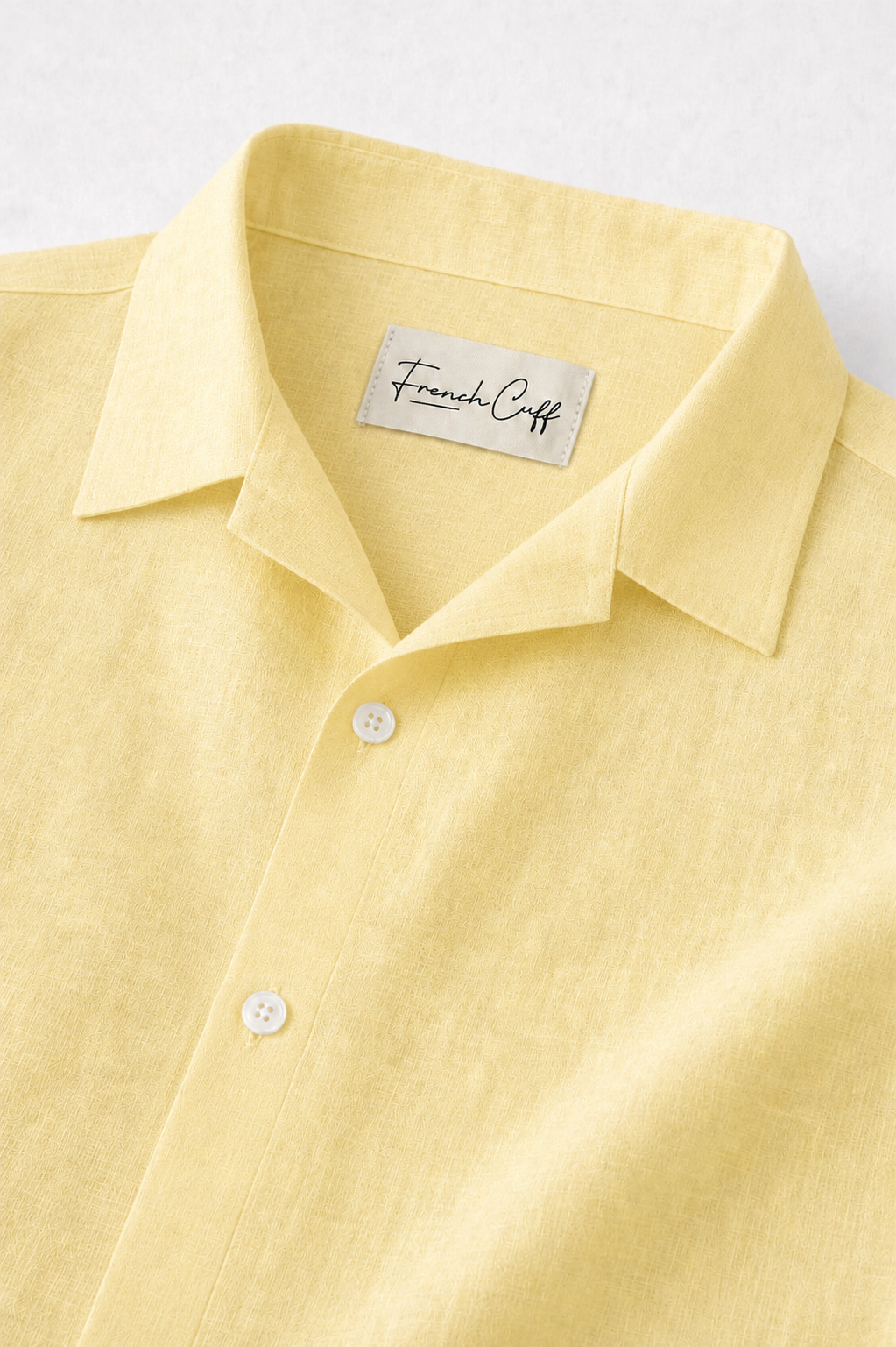 Cuban Collar Half Sleeve Men's 100% Belgium Linen Buttery Yellow Shirt | Summer Special