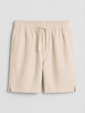 Beige Linen Drawstring Shorts by French Cuff
