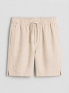 Beige Linen Drawstring Shorts by French Cuff