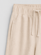 Beige Linen Drawstring Shorts by French Cuff