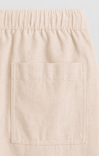 Beige Linen Drawstring Shorts by French Cuff