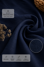 60 LEA | 100% Belgium Linen Fabric - Navy Blue