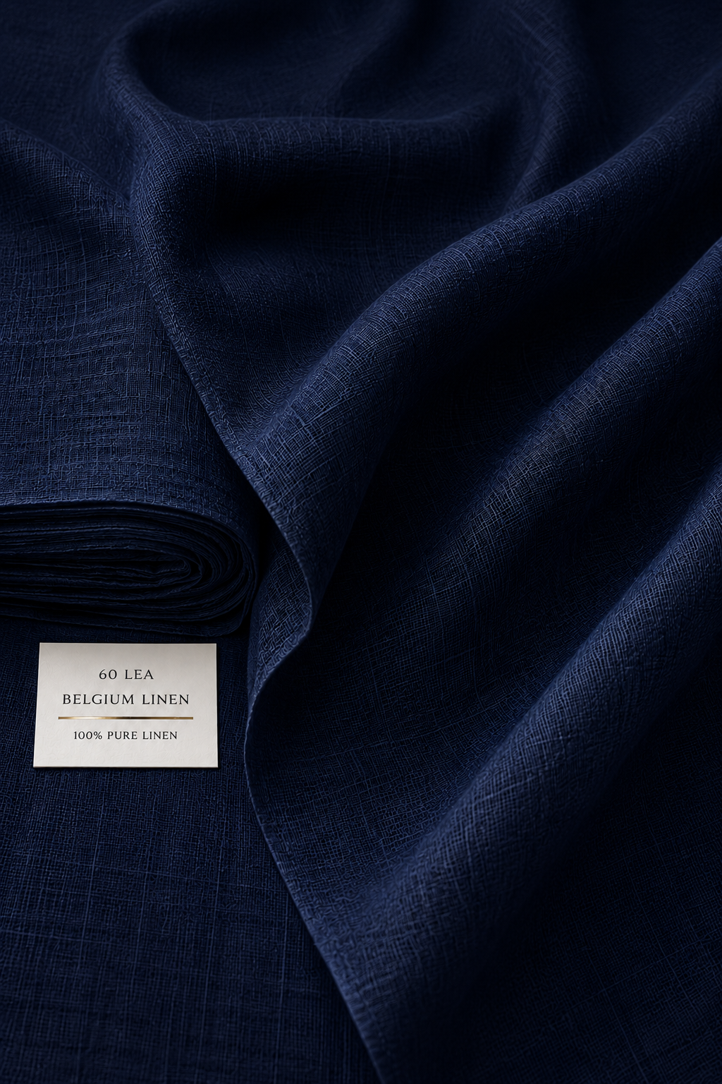 60 LEA | 100% Belgium Linen Fabric - Navy Blue
