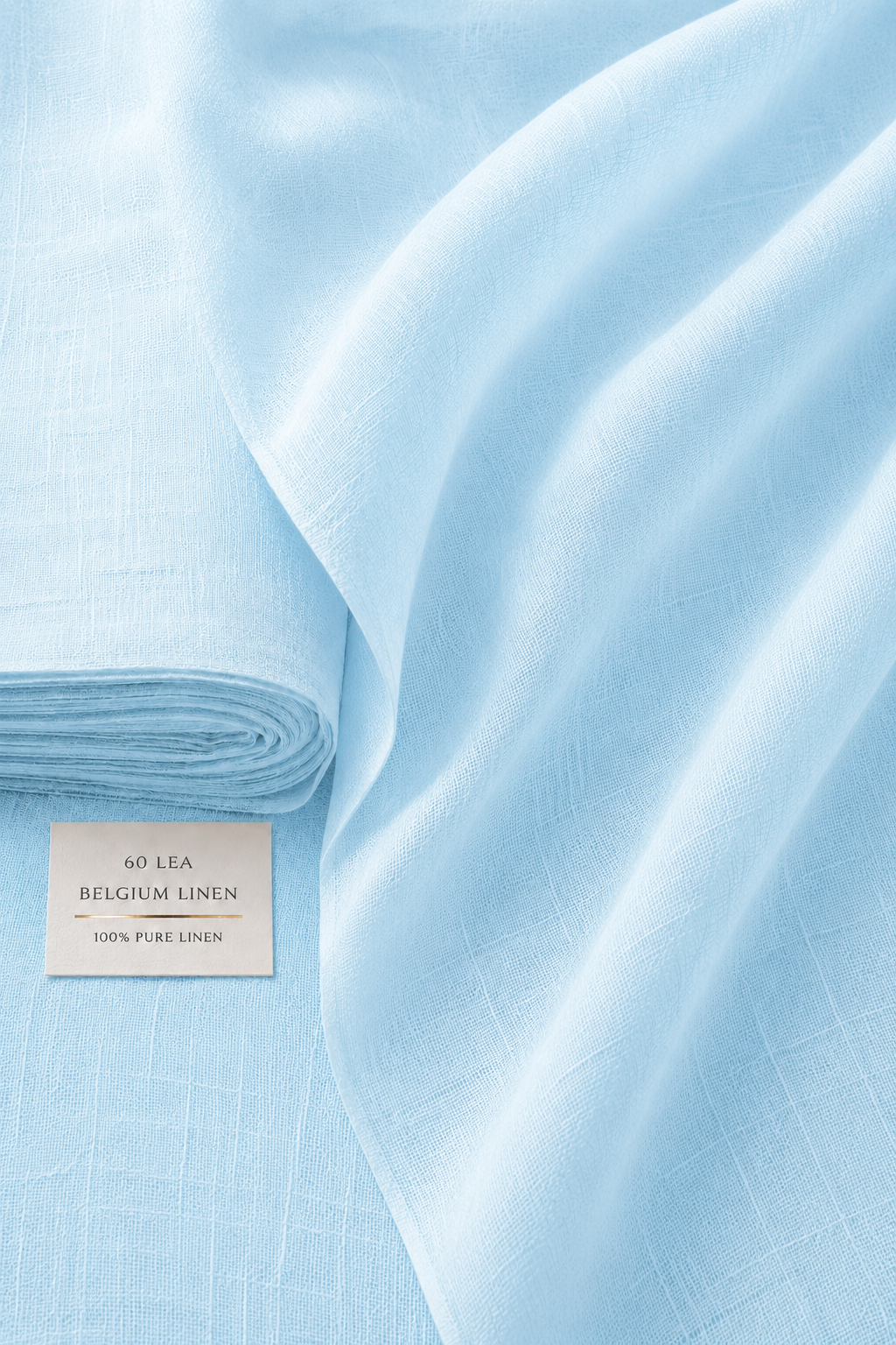 60 LEA | 100% Belgium Linen Fabric - Sky Blue