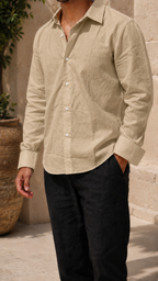Full Sleeve Men's 100% Belgium Linen Khaki Shirt | Summer Special