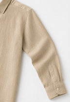 Full Sleeve Men's 100% Belgium Linen Khaki Shirt | Summer Special