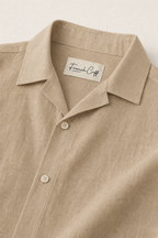 Cuban Collar Half Sleeve Men's 100% Belgium Linen Khaki Shirt | Summer Special