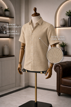 Half Sleeve Men's 100% Belgium Linen Khaki Shirt | Summer Special