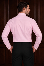 Men’s Baby Pink One Piece Collar Shirt – Tailored Button Down with French Cuffs