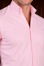 Men’s Baby Pink One Piece Collar Shirt – Tailored Button Down with French Cuffs