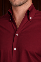 Men’s Wine One Piece Collar Shirt – Tailored Button Down with French Cuffs